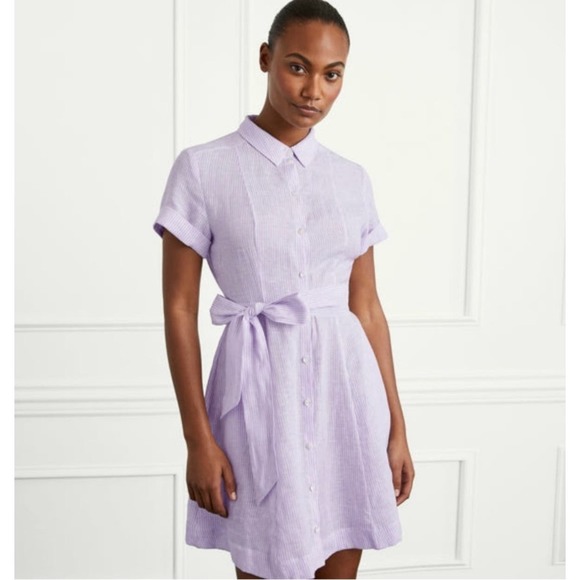Hill House Purple A-Line Midi Dress with Cuffed Sleeves - Picture 3 of 13